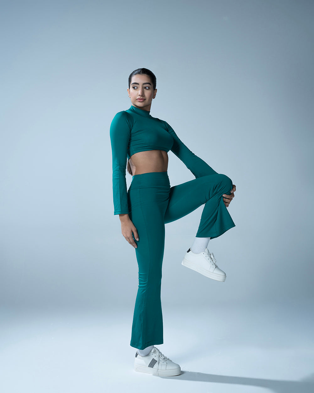 Emerald Cut Out Flared Top With Flared Leggings