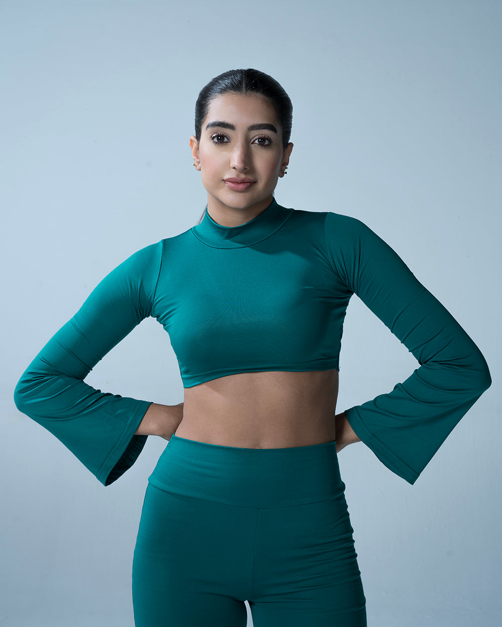 Emerald Cut Out Flared Top With Flared Leggings