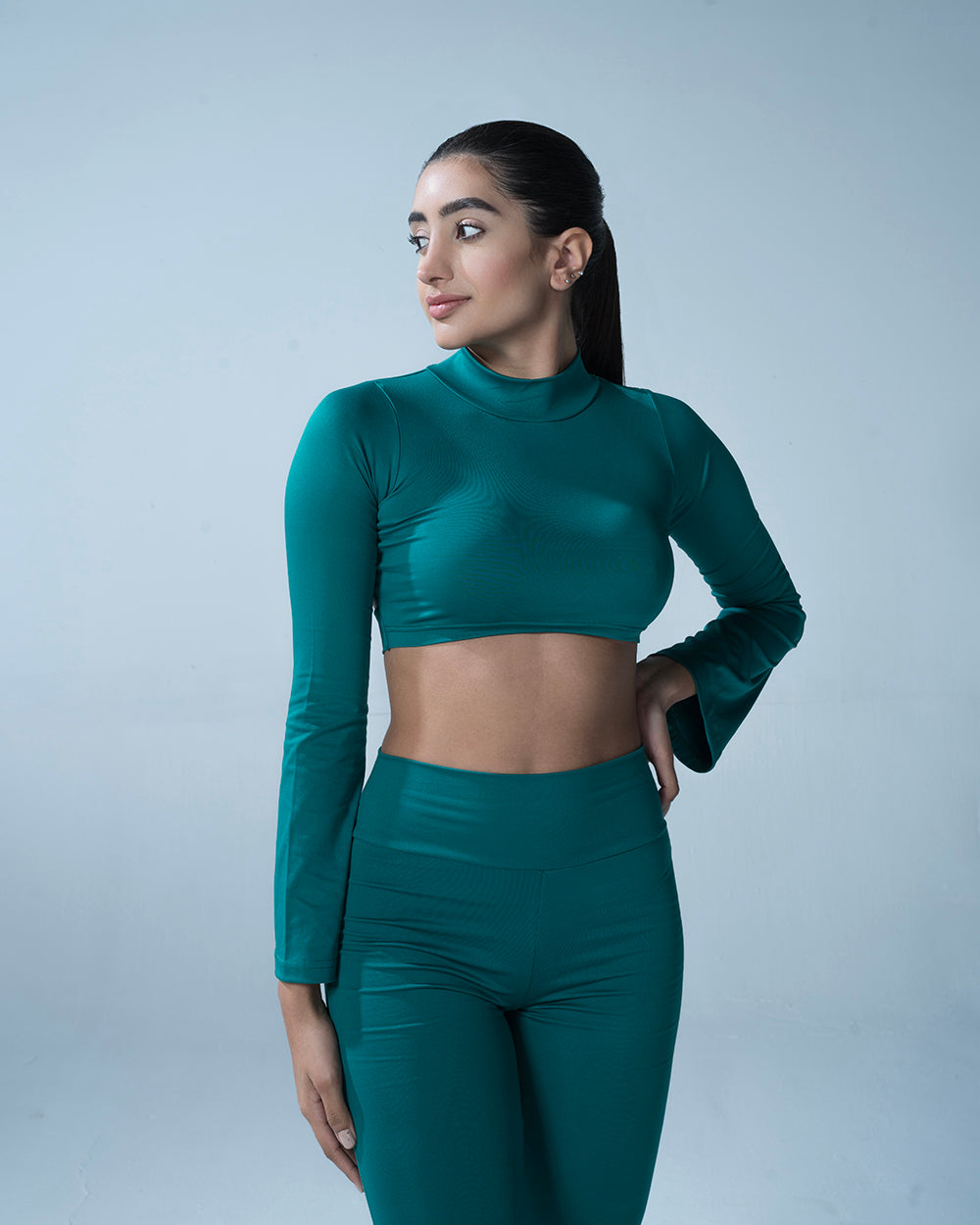 Emerald Cut Out Flared Top With Flared Leggings