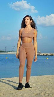 Brown High Waisted Legging Set