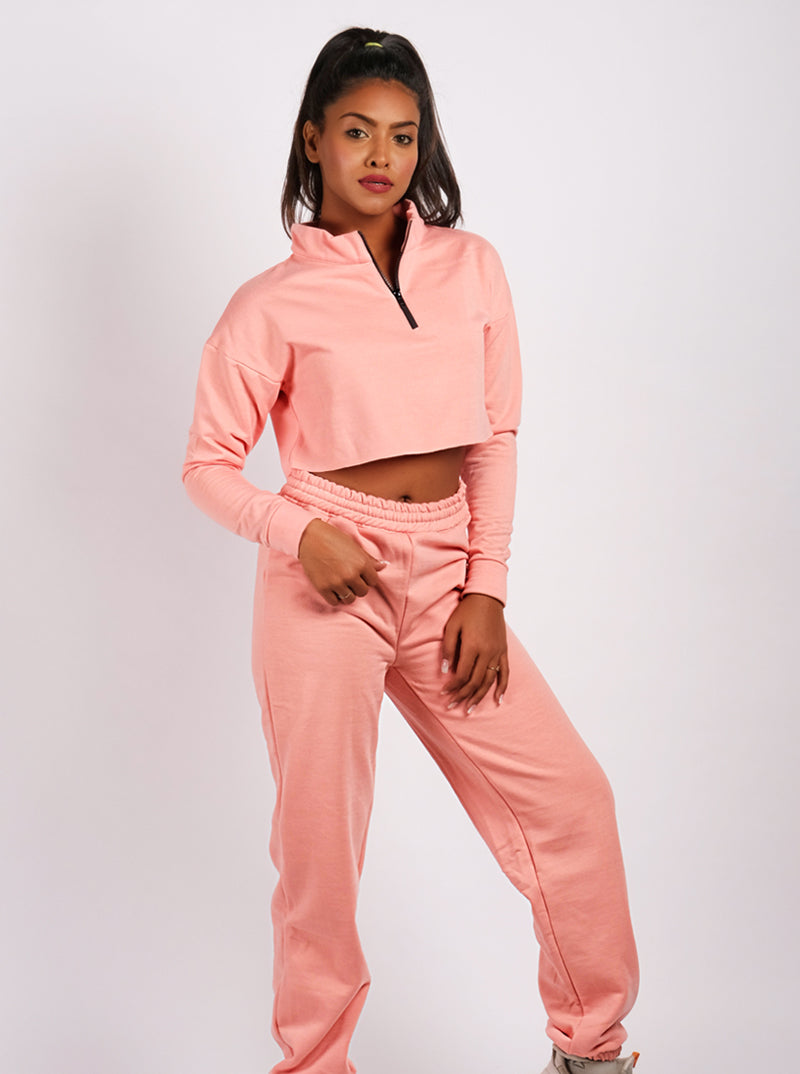 High Waisted Jogger Set - Peach