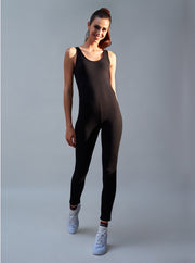 Sleeveless Black Jersey Jumpsuit