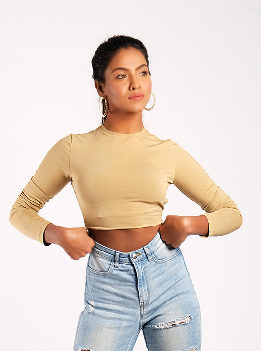 Talking The Talk Crop Top - Skin