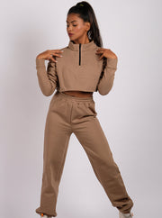 High Waisted Jogger Set - Warm Tan
