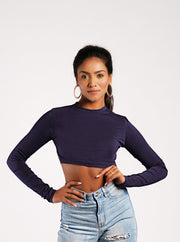 Talking The Talk Crop Top - Navy