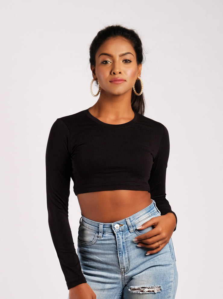 Talking The Talk Crop Top - Black