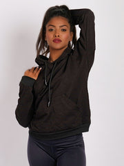 Drawstring  Sweatshirt - Black