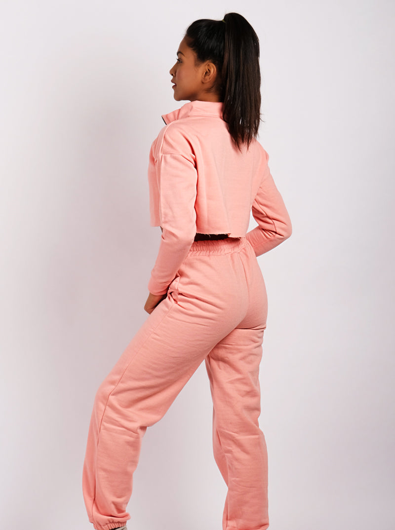 High Waisted Jogger Set - Peach