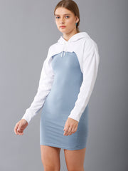 Solid Pullover Hoodie Crop Sweatshirt - White