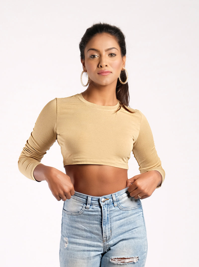 Talking The Talk Crop Top - Skin