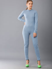 Full Sleeves Cotton Jersey Jumpsuit -Powder Blue