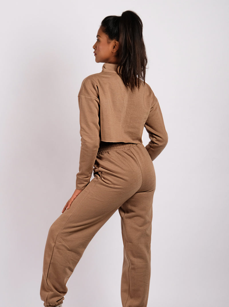 High Waisted Jogger Set - Warm Tan