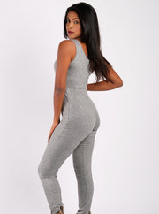 Sleeveless Bodycon Jumpsuit - Grey