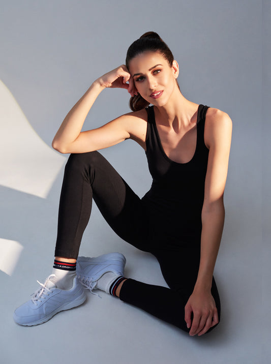 Sleeveless Black Jersey Jumpsuit