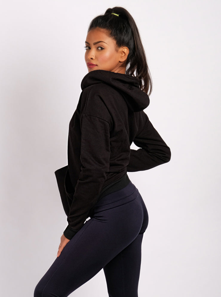 Drawstring  Sweatshirt - Black