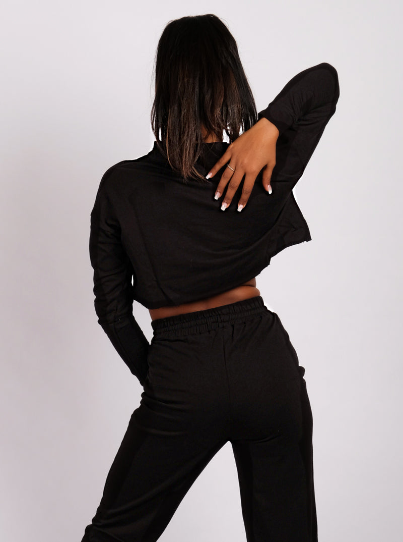 High Waisted Jogger Set -Black