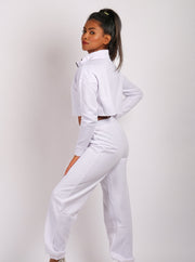 High Waisted Jogger Set - White