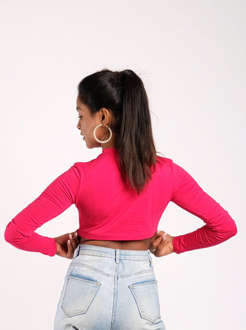 Talking The Talk Crop Top- Hot Pink