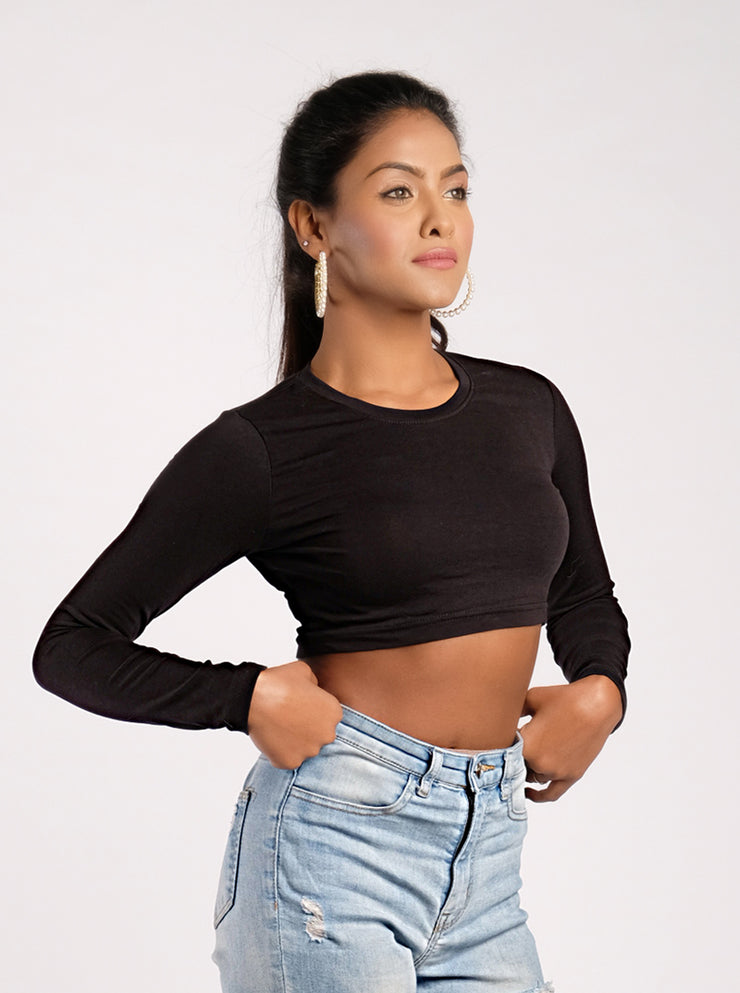 Talking The Talk Crop Top - Black