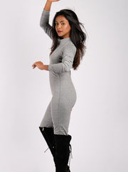 Full Sleeves Cotton Jersey Jumpsuit -Grey