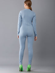 Full Sleeves Cotton Jersey Jumpsuit -Powder Blue