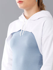 Solid Pullover Hoodie Crop Sweatshirt - White